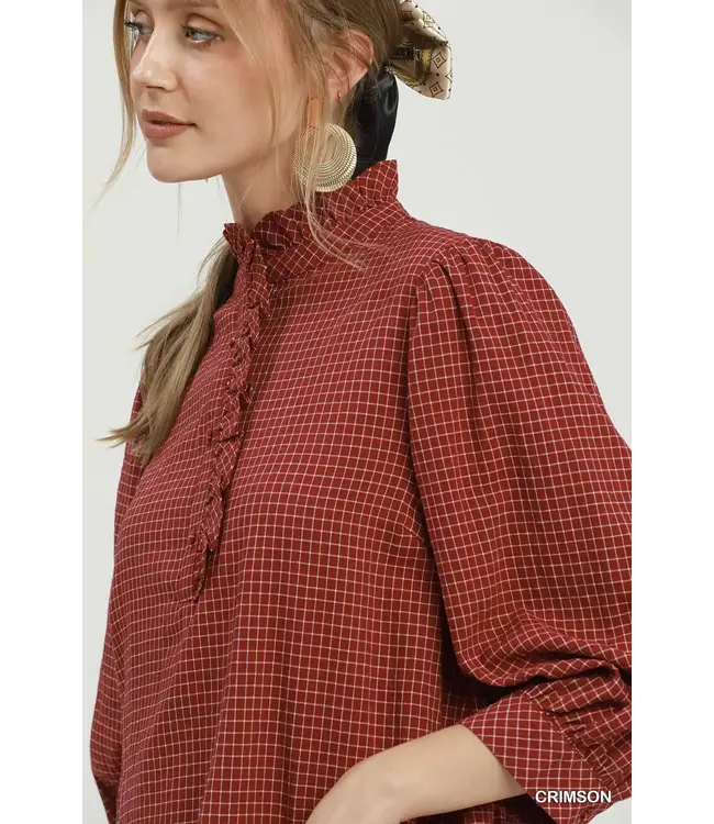 Izzy Crimson Check Blouse