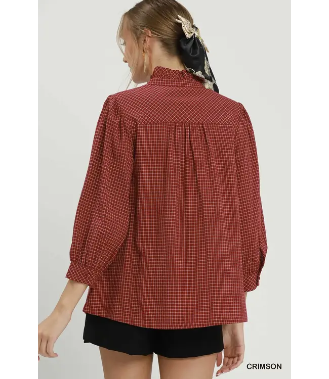 Izzy Crimson Check Blouse