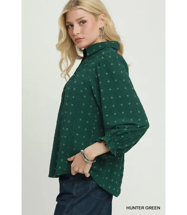 Kay Hunter Green Swiss Dot Top