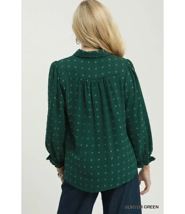 Kay Hunter Green Swiss Dot Top