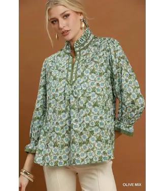 Wendi Olive Floral Blouse