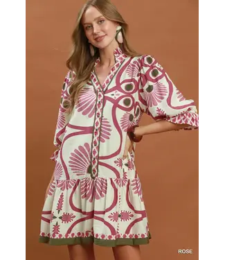 Carmen Rose Abstract Babydoll Dress