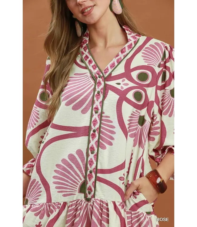 Carmen Rose Abstract Babydoll Dress
