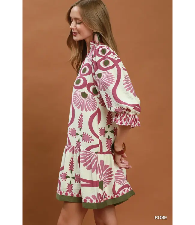Carmen Rose Abstract Babydoll Dress