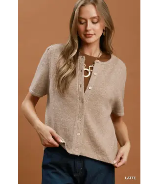 Barb Latte Knit Cardigan Top