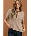 Barb Latte Knit Cardigan Top