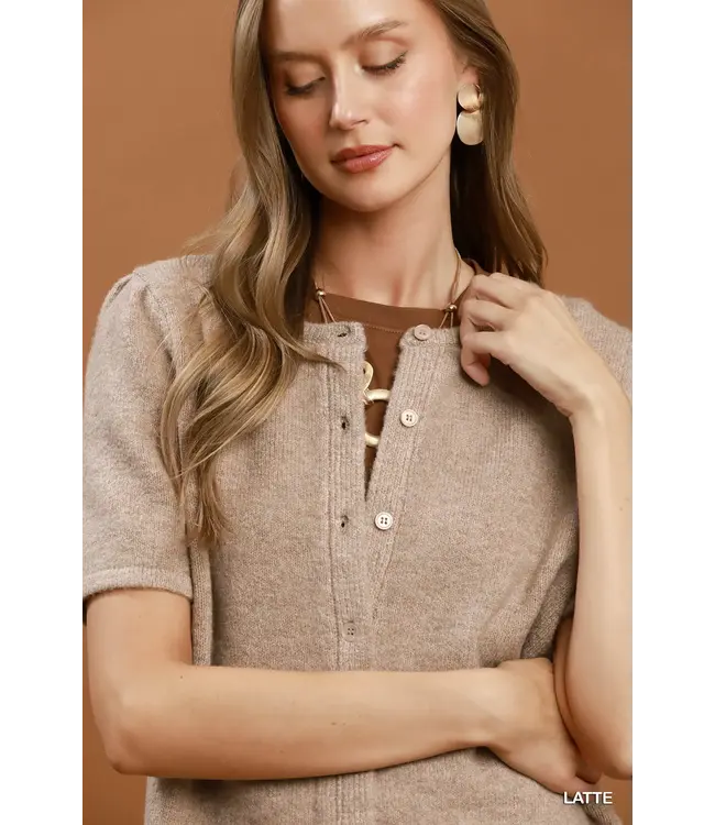 Barb Latte Knit Cardigan Top