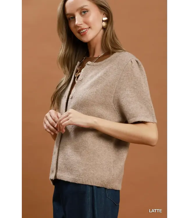 Barb Latte Knit Cardigan Top