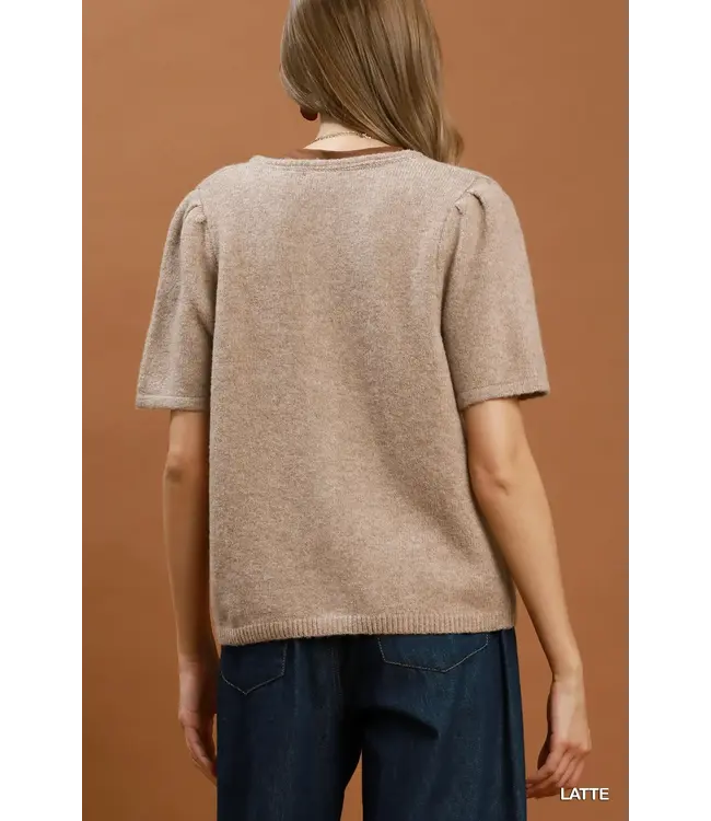 Barb Latte Knit Cardigan Top