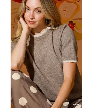 Bia Latte Scalloped Sweater Top