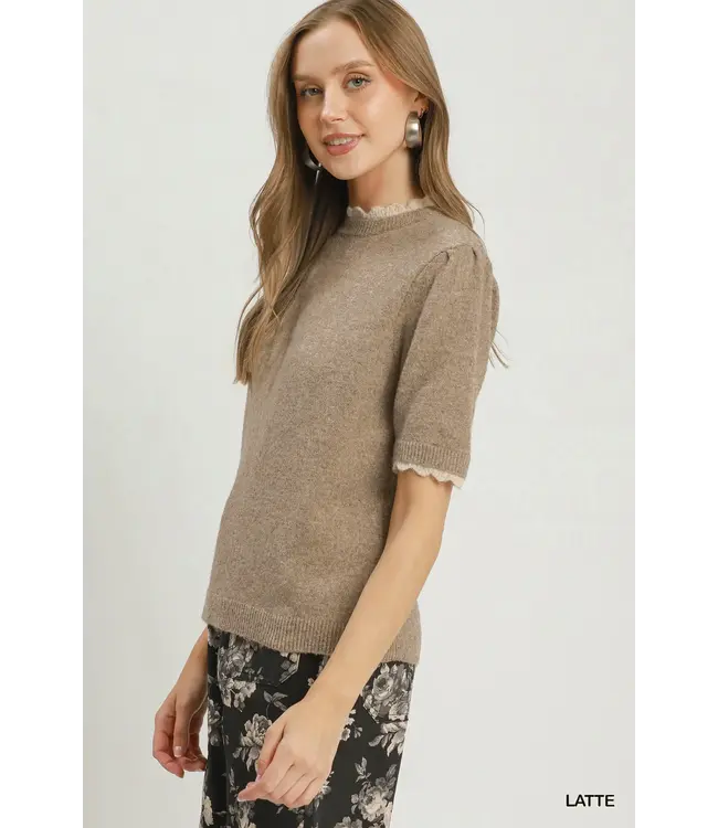 Bia Latte Scalloped Sweater Top