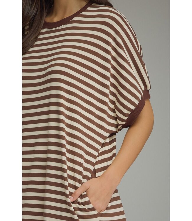 Anita Brown Striped Midi Dress