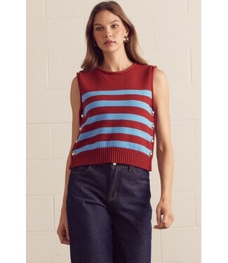Entro Sammie Burgundy Striped Sweater Top