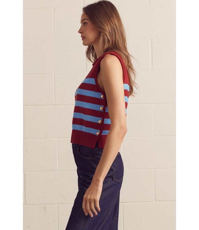 Sammie Burgundy Striped Sweater Top