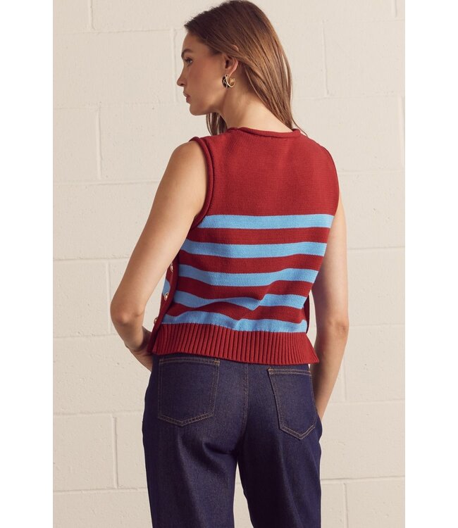 Sammie Burgundy Striped Sweater Top
