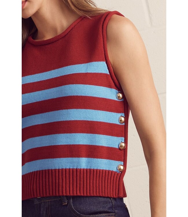 Sammie Burgundy Striped Sweater Top