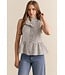 Cheryl Ecru Black Peplum Top