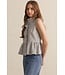 Cheryl Ecru Black Peplum Top