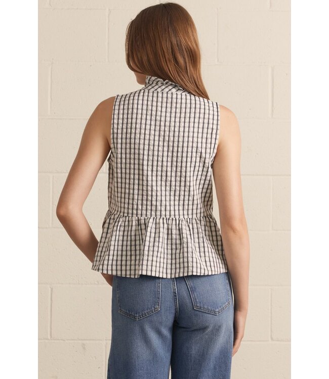 Cheryl Ecru Black Peplum Top