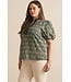 Sandra Army Green Embroidered Top