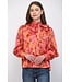 Kensie Orange Abstract Satin Top