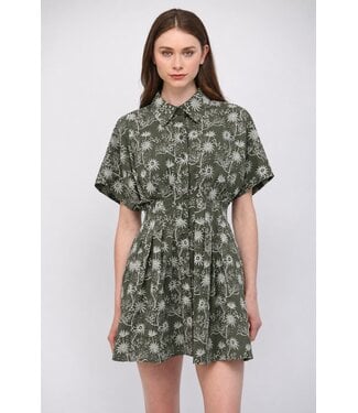 Fate Olivia Olive Floral Embroidered Dress