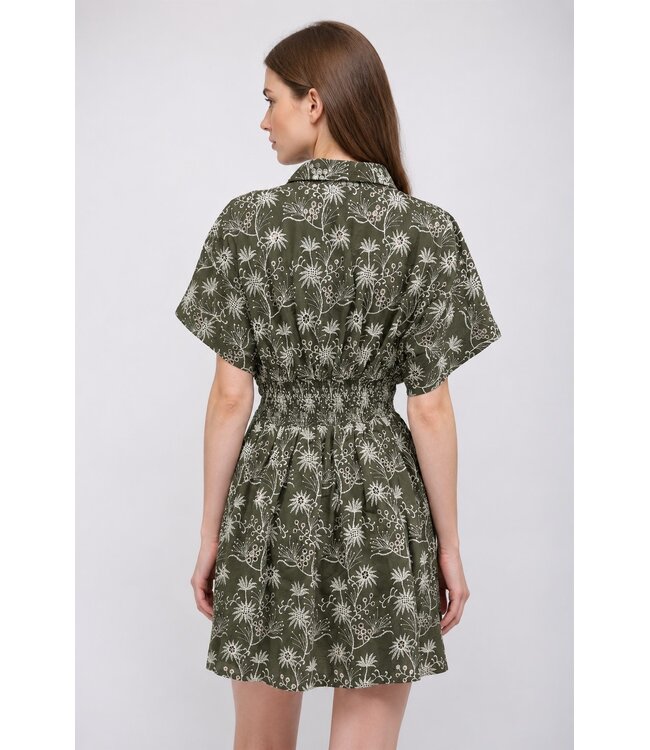 Olivia Olive Floral Embroidered Dress