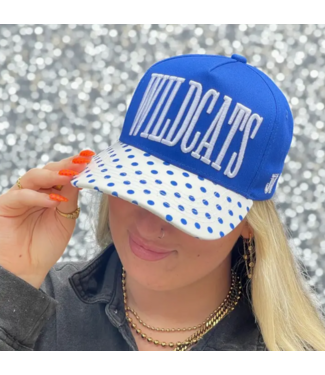 6J Threads Wildcats Blue & White Polka Dot Hat