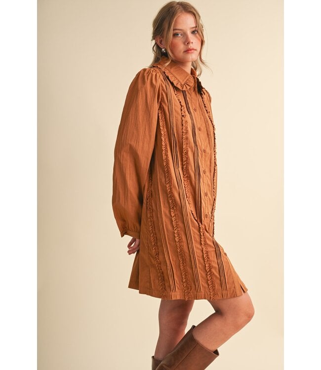 Cami Mocha Mousse Pin Tuck Dress