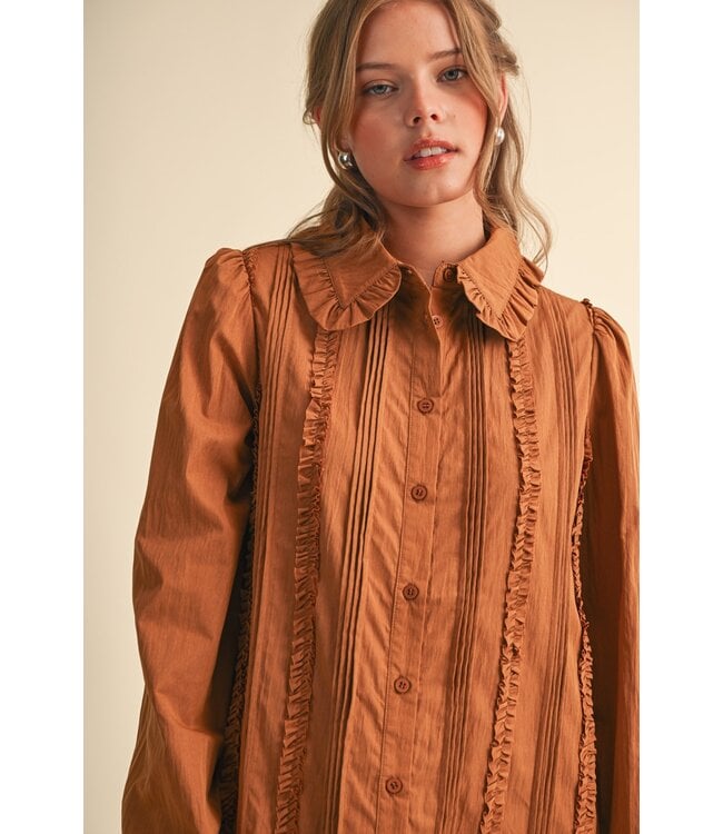 Cami Mocha Mousse Pin Tuck Dress