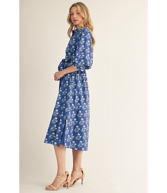 Marnie Colbalt Blue Floral Midi Dress