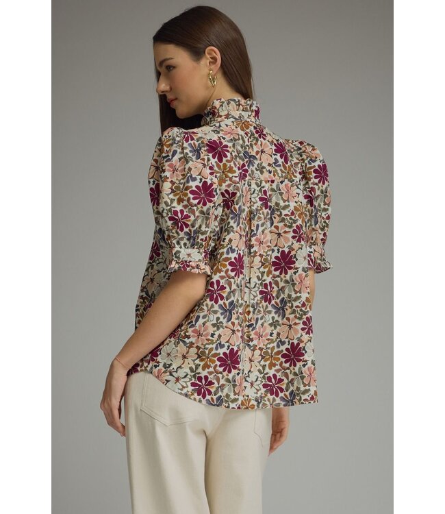 Nelle Wine Floral Top