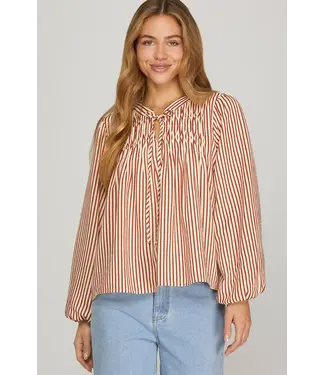 SHE + SKY JoJo Pintuck Striped Top
