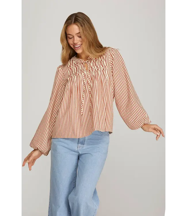 JoJo Pintuck Striped Top