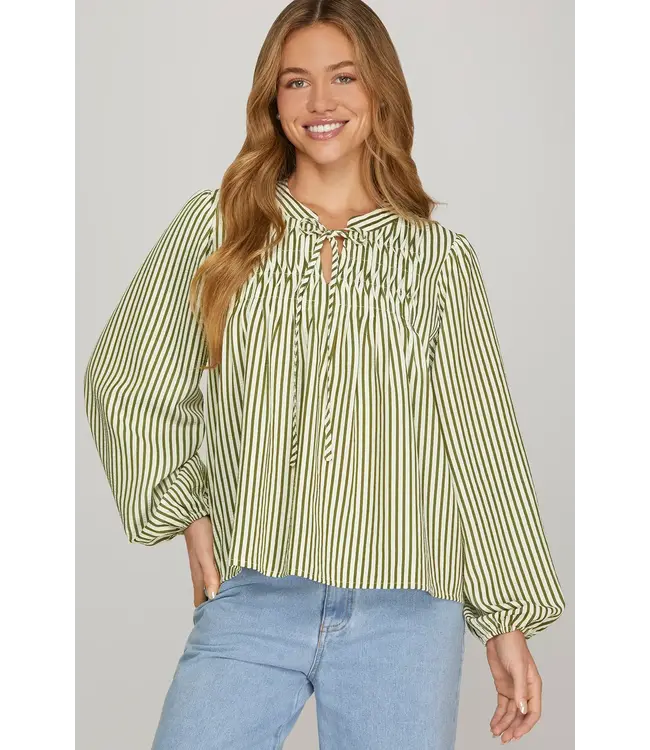 JoJo Pintuck Striped Top