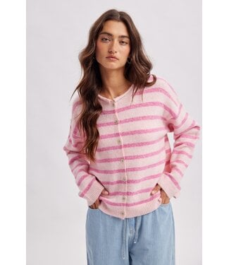 Wishlist Michelle Pink Striped Sweater Cardigan