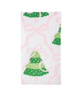 Pink Bow Christmas Tree Chenille Blanket