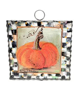 Mini Orange Pumpkin with Checkered Border Print