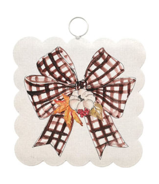 Mini Scallop Festive Checked Bow Print