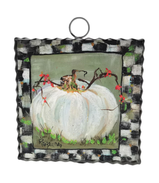 Mini Cream Pumpkin with Checkered Border Print
