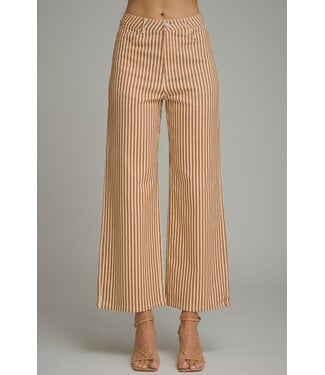 Entro Lannie Brown Striped Wide Leg Pants