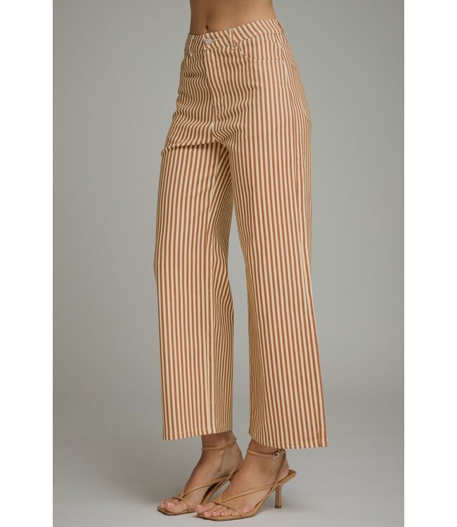 Lannie Brown Striped Wide Leg Pants