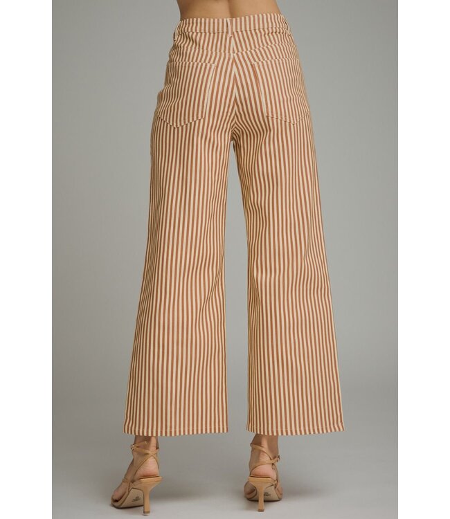 Lannie Brown Striped Wide Leg Pants