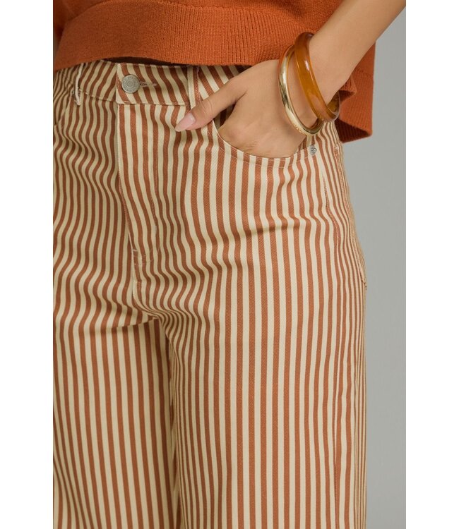 Lannie Brown Striped Wide Leg Pants
