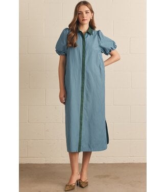 Entro Charly Hunter Green Stripe Midi Dress