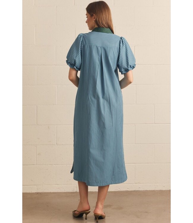 Charly Hunter Green Stripe Midi Dress