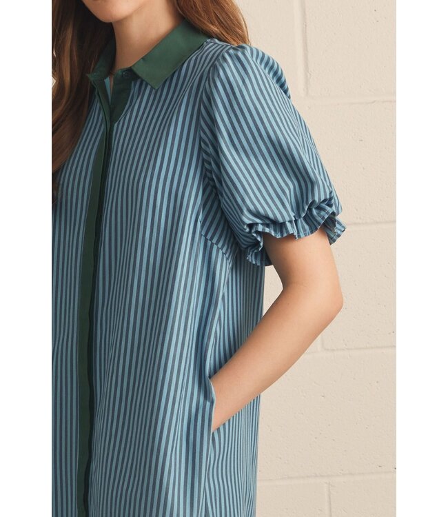 Charly Hunter Green Stripe Midi Dress