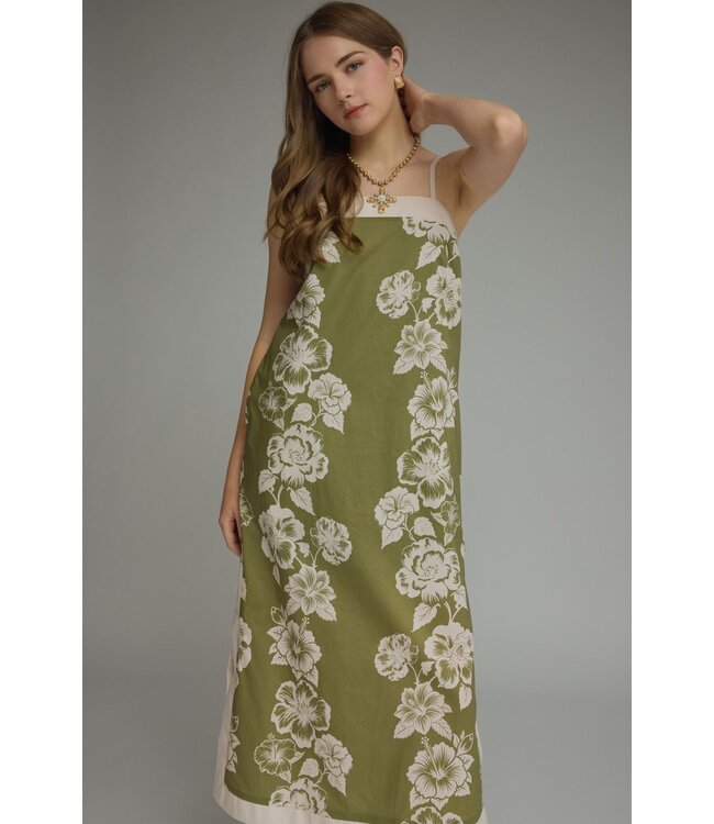 Amanda Olive Floral Midi Dress