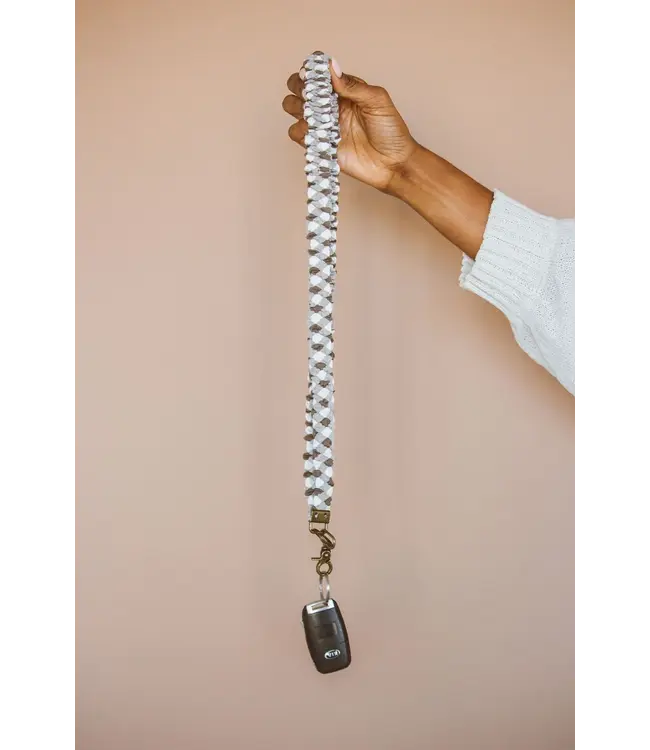 Brown Checkered Lanyard