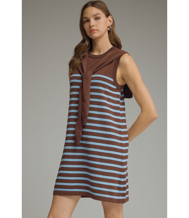 Merrah Chocolate Striped Dress